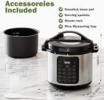 Simple Deluxe 16-in-1 Electric Pressure Cooker, 8QT Stainless Steel & Non-Stick Multi Cooker for Slow Cook, Meat Stew, Cake, Porridge, Multigrain, Dishwasher Safe, Silver