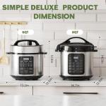 Simple Deluxe 16-in-1 Electric Pressure Cooker, 8QT Stainless Steel & Non-Stick Multi Cooker for Slow Cook, Meat Stew, Cake, Porridge, Multigrain, Dishwasher Safe, Silver