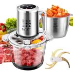 16 Cup Food Processors with Touch Screen,Meat Grinder Veggie Chopper with with 2 pieces Bowls Electric Food Processors,2 pieces 6 Bi-Level Bladesand Spatula for Baby Food,Meat,Vegetables,Fruits