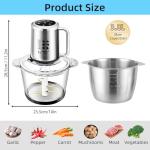 16 Cup Food Processors with Touch Screen,Meat Grinder Veggie Chopper with with 2 pieces Bowls Electric Food Processors,2 pieces 6 Bi-Level Bladesand Spatula for Baby Food,Meat,Vegetables,Fruits