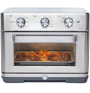 GE Mechanical Air Fryer Toaster Oven + Accessory Set | Convection Toaster with 7 Cook Modes | Large Capacity Oven - Fits 12" Pizza | Countertop Kitchen Essentials | Stainless Steel