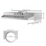 SNDOAS 30 inch Range Hood Ducted/Ductless Convertible Stainless Steel Range Hood Under Cabinet with Rocker Button Control,Vent Hood with LED Light,2 Speed Exhaust Fan,Under Cabinet Hood,Silver