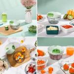 Vegetable Chopper Manual Food Chopper with Container, Hand Pull String Veggie Cutter for Salad Garlic Nut Onion
