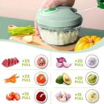 Vegetable Chopper Manual Food Chopper with Container, Hand Pull String Veggie Cutter for Salad Garlic Nut Onion