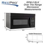 RecPro RV Microwave Over the Range 30" Convection Oven | Black Finish | 120V AC | 900W | Camper Microwave | Direct replacement for Greystone and High Pointe