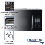 RecPro RV Microwave Over the Range 30" Convection Oven | Black Finish | 120V AC | 900W | Camper Microwave | Direct replacement for Greystone and High Pointe