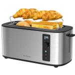 Anfilank Toaster 4 Slice Long Extra Wide Slot 1.5" with Countdown Timer, 6 Browning Settings, Built-in Warming Rack, Bagel/Cancel/Defrost Functions, Removable Crumb Tray-Stainless Steel
