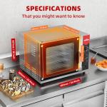 CROSSON 68L Half-Size Convection Oven,4-Tier Commercial Toaster oven w/Front Glass Door,4 set of Trays&Wire Racks,60 Minutes Timer and Interior Light, 120V/1800W Countertop Conventional Oven