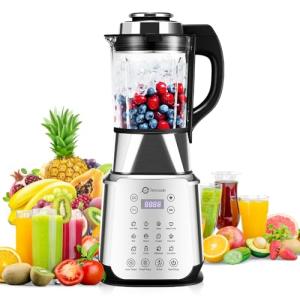 Glass Blenders for Kitchen 59oz, Stainless Steels Professional Blenders 1200W adjustable P1-P9 High Speed, 14 Functions Countertop Blender Smoothie & Food Processor Combo with Heating, Auto Clean