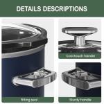 2 QT Small Slow Cooker, 3 Adjustable Temp, Upgraded Ceramic Pot, Easy Clean-up, Nutrient Loss Reduction, Sauces, Stews & Dips, Stainless Steel, Blue