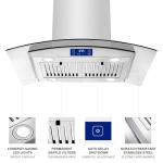 JOEAONZ Island Range Hood 30 Inch 700 CFM Gesture & Touch Control Ceiling Mount Stainless Steel Kitchen Vent Hood, Kitchen Exhaust Hood, Ducted/Ductless Convertible 3-speed Ventilation Fan Switchable