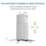 JOEAONZ Island Range Hood 30 Inch 700 CFM Gesture & Touch Control Ceiling Mount Stainless Steel Kitchen Vent Hood, Kitchen Exhaust Hood, Ducted/Ductless Convertible 3-speed Ventilation Fan Switchable