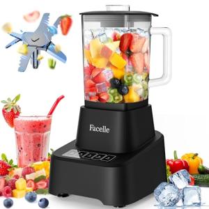 Smoothie Blender, Facelle Countertop Blender for Kitchen, 55 oz Glass blender for smoothies and Shakes, Licuadora, Smoothie maker with touchscreen 3+P Speeds, Cleaning brush & removable SS304 blade