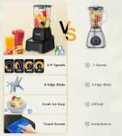 Smoothie Blender, Facelle Countertop Blender for Kitchen, 55 oz Glass blender for smoothies and Shakes, Licuadora, Smoothie maker with touchscreen 3+P Speeds, Cleaning brush ＆ removable SS304 blade