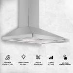 Tieasy Wall Mount Range Hood 30 inch with Ducted/Ductless Convertible Duct, Stainless Steel Chimney-Style Over Stove Vent Hood with LED Light, 3 Speed Exhaust Fan, 450 CFM