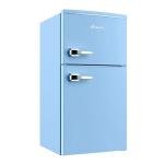 Avanti Mini Fridge with Freezer Retro Design Compact Refrigerator for Home Office or Dorm, Features Dual Doors Removable Shelves Manual Defrost and Mechanical Adjustable Temp Control, 3.1-Cu.Ft, Blue