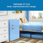 Avanti Mini Fridge with Freezer Retro Design Compact Refrigerator for Home Office or Dorm, Features Dual Doors Removable Shelves Manual Defrost and Mechanical Adjustable Temp Control, 3.1-Cu.Ft, Blue