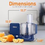 NutriChef Food Processor | 2 QT Capacity | Ultra-Quiet Multipurpose Motor | Includes 6 Attachment Blades | Silicone Base for Secure Grip | 12-Cup Capacity | Pre-Set Speeds for Easy Use (Blue)