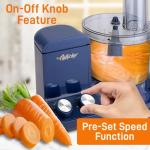 NutriChef Food Processor | 2 QT Capacity | Ultra-Quiet Multipurpose Motor | Includes 6 Attachment Blades | Silicone Base for Secure Grip | 12-Cup Capacity | Pre-Set Speeds for Easy Use (Blue)
