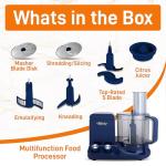 NutriChef Food Processor | 2 QT Capacity | Ultra-Quiet Multipurpose Motor | Includes 6 Attachment Blades | Silicone Base for Secure Grip | 12-Cup Capacity | Pre-Set Speeds for Easy Use (Blue)
