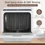 Dishwasher Countertop with 5L Built-in Water Tank, Portable Dishwashers for Apartments RVs, 5 Washing Programs, PTC Hot Air Drying & Inlet Hose, 360° Dual Spray Arm, Mini Dish Washer for Dorm