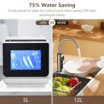 Dishwasher Countertop with 5L Built-in Water Tank, Portable Dishwashers for Apartments RVs, 5 Washing Programs, PTC Hot Air Drying & Inlet Hose, 360° Dual Spray Arm, Mini Dish Washer for Dorm