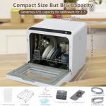 Dishwasher Countertop with 5L Built-in Water Tank, Portable Dishwashers for Apartments RVs, 5 Washing Programs, PTC Hot Air Drying & Inlet Hose, 360° Dual Spray Arm, Mini Dish Washer for Dorm