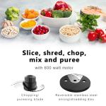 CKEMU Smart Food Processor and Vegetable Chopper, 6 Automatic Functions, BPA Free, Stainless Steel Blades, 12 Cup Bowl, 600-Watt Motor, Black