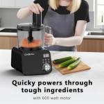 CKEMU Smart Food Processor and Vegetable Chopper, 6 Automatic Functions, BPA Free, Stainless Steel Blades, 12 Cup Bowl, 600-Watt Motor, Black