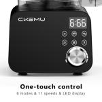 CKEMU Smart Food Processor and Vegetable Chopper, 6 Automatic Functions, BPA Free, Stainless Steel Blades, 12 Cup Bowl, 600-Watt Motor, Black