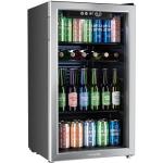 hOmeLabs Beverage Refrigerator and Cooler - Mini Fridge with Glass Door for Soda Beer or Wine - 120 Cans Capacity - Small Drink Dispenser Machine for Office or Bar with Adjustable Removable Shelves