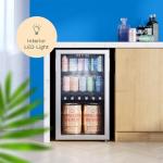 hOmeLabs Beverage Refrigerator and Cooler - Mini Fridge with Glass Door for Soda Beer or Wine - 120 Cans Capacity - Small Drink Dispenser Machine for Office or Bar with Adjustable Removable Shelves