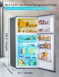 BLACK+DECKER 16.4 Cu. Ft. Top Mount Refrigerator with Freezer, 2 Door Refrigerator with Top Freezer and Separate Temperature Controls, Auto Defrost, Full Size, BR1640KS, Stainless Steel Look