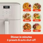 bella 6 Qt Slim Air Fryer, Fits-anywhere™ Kitchenware, EverGood™ Ceramic Nonstick Coating, Adjustable Temperature, 6 Preset Cooking Options, 60 Min Auto Shutoff w Audible Tone, 5lb Capacity, Oatmilk
