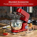 9.5 QT Double Handle KUCCU Stand Mixer, 6 Speed with Pulse Electric Kitchen Mixer, 660W Tilt-Head Food Mixer with Dishwasher-Safe Dough Hook, Flat Beater, Whisk, Splash Guard for home baking (Red)