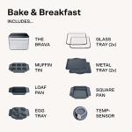 Brava Oven Bake & Breakfast Set: 10-in-1 Touchscreen Countertop Smart Oven, Air Fryer, 6-Slice Toaster, Slow Cooker, Reheater, Dehydrator, Rice Cooker, Healthy & User Friendly, Auto-Shut Off, 1800W