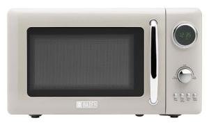 Haden 700 Watt 0.7 Cubic Foot Microwave Oven with Digital Controls, Defrost, and Instant Start Countertop Small Appliance, Putty/Chrome