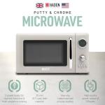 Haden 700 Watt 0.7 Cubic Foot Microwave Oven with Digital Controls, Defrost, and Instant Start Countertop Small Appliance, Putty/Chrome