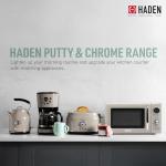 Haden 700 Watt 0.7 Cubic Foot Microwave Oven with Digital Controls, Defrost, and Instant Start Countertop Small Appliance, Putty/Chrome