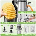 Juicer Machines, 5.8" Wide Feed Chute Cold Press Juicer for Whole Vegetables & Fruits, High Juice Yield, BPA Free (Slivery)