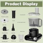 12 Cup Food Processor & Vegetable Chopper,French-Fry-Cutter, Stepless Speed,Digital Timer,Large Feed Chute,Ice Creshing,Chopping, Shredding, Slicing and Doughing,600W for Home Use,Black