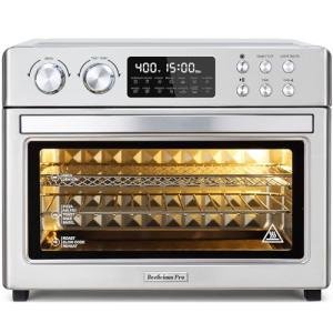 28QT Air Fryer Toaster Oven Combo, Large 12-in-1 Convection Countertop Oven with Next-Gen HeatWave Convection, 3-Layer Cooking, Rotisserie for Chicken, Fits 11" Pizza, Full Accessorie, Stainless Steel