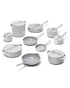 Caraway 22-Piece Nonstick Ceramic Cookware Set - Includes Fry Pans, Sauce Pan, Sauté Pan, Dutch Oven, Petite Cooker, Stir Fry Pan, Rondeau, Stock Pot, Lids & Storage Organizers - Gray
