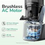 Canoly C16 Cold Press Juicer, 6" Extra Wide Feed Chute with Dual Strainers (Juice & Sorbet), Powerful AC Brushless Motor, Self Precut System, Juicer Machines with BPA Free (Space Gray)