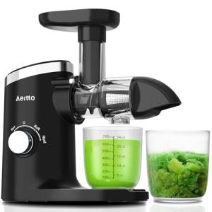 Aeitto Juicer Machines with Soft & Hard Modes, Quiet Motor, Reverse Function, Juicer Machines Vegetable and Fruit, Cold Press Juicer, Easy to Clean with Brush