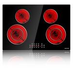Noxton 30 Inch Electric Cooktop 4 Burners, Built In, Sensor Touch, Expandable Burners, Pause, Safety Lock, Timer, 7100W 220240V