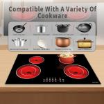 Noxton 30 Inch Electric Cooktop 4 Burners, Built In, Sensor Touch, Expandable Burners, Pause, Safety Lock, Timer, 7100W 220240V