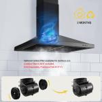 SNDOAS Black Range Hood 30 inch,Hood Vents for Kitchen with Ducted/Ductless Convertible,Vent Hoods 30 inch,Wall Mount Ductless Range Hood,Stainless Steel Kitchen Vent Hood with LED Light