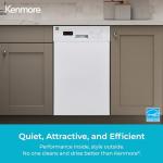 Kenmore 18" Built-in Stainless Steel Tub Dishwasher EasyFlex 3rd, SmartWash, UltraWash Plus, TurboDry, MoreSpace Adjustable Rack, Energy Star Certified, White