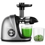 Jocuu Slow Masticating Juicer Machines with Soft Hard Modes Easy to Clean Quiet Motor & Reverse Function, Cold Press Juicer for Fruit & Vegetable, 90% Juice Yield, with Brush & Recipes (Grey)